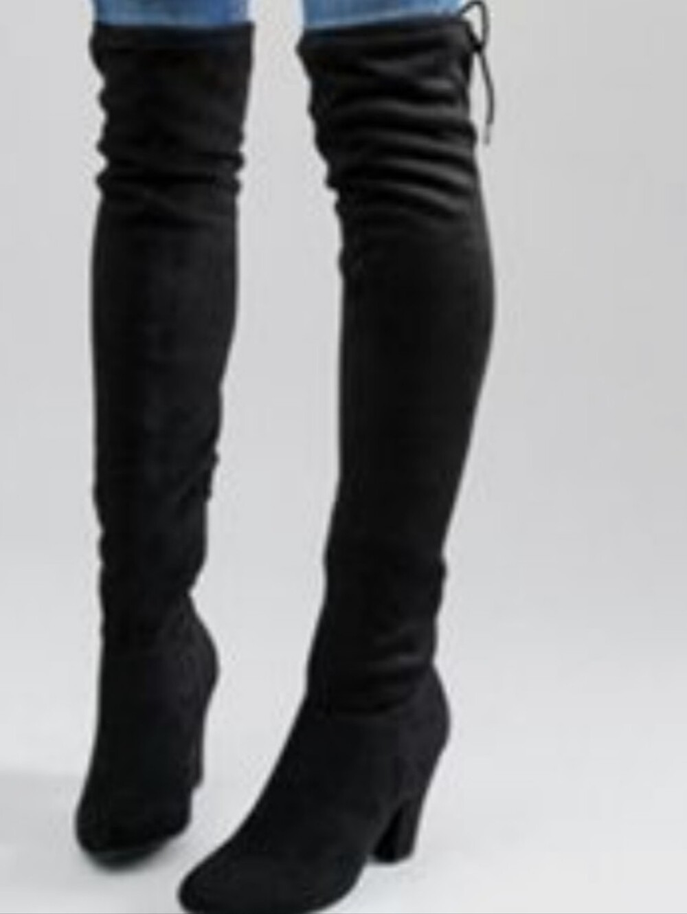 Call It Spring Culkin Faux Black Suede Over The Knee Boots with Back Tie Size 6